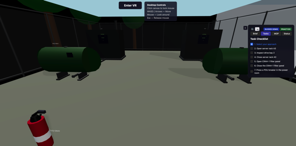 Outdoor generator area with fuel tanks and fire safety equipment